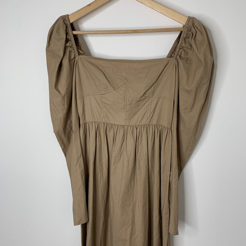 Reformation Luce Long Sleeve Stretch Khaki Midi Dress Womens 0 - Picture 5 of 16